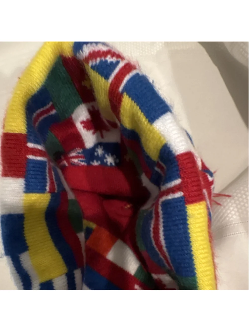 White Knight Multicolor Flag Pattern Beanie Lightweight Men's Winter Hat